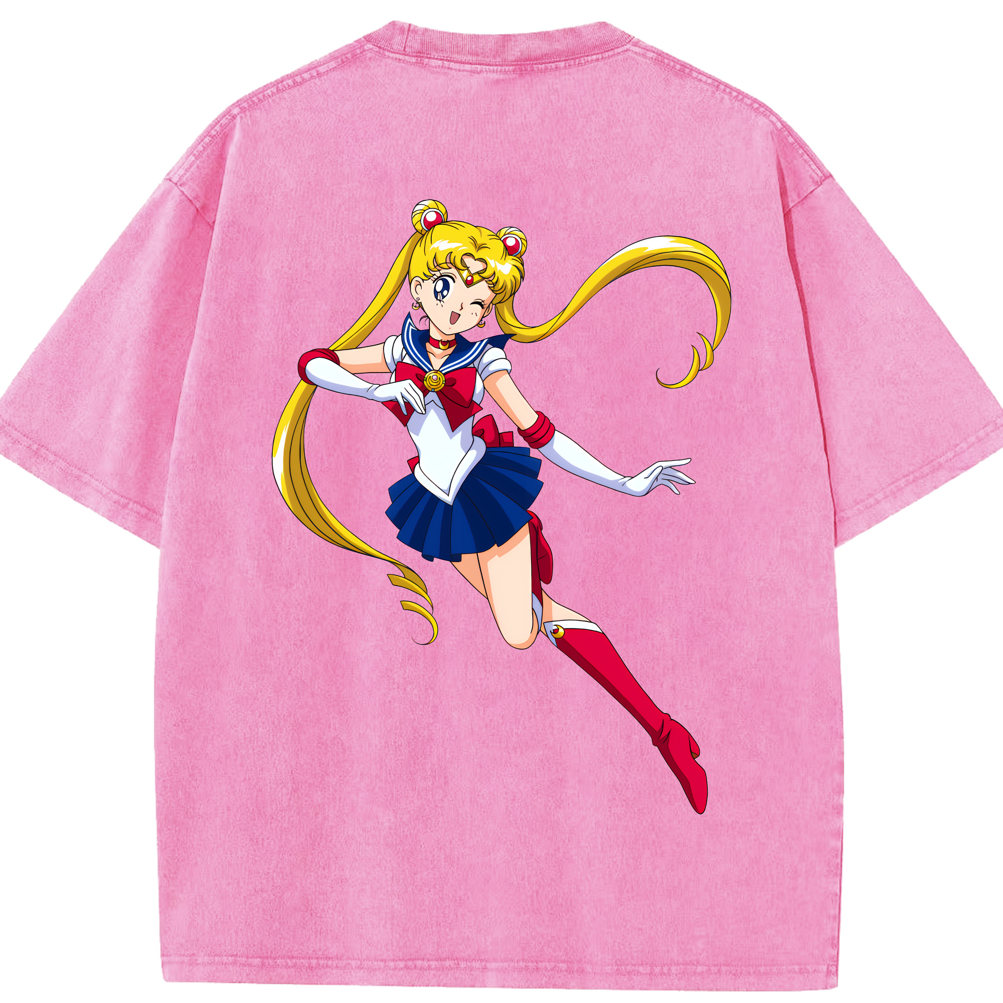 （画像用） 美少女戦士セーラームーン 月野 うさぎ つきの うさぎ Sailor Moon Tsukino Usagi 綿100% ヴィンテージ風 半袖Tシャツ（背面プリント）